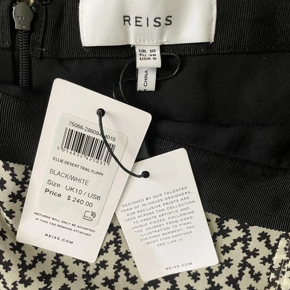Brand New Women's Reiss Black and Cream Skirt - Picture 3 of 3